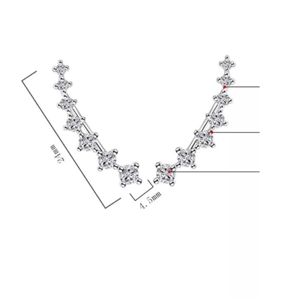 NEW 925 Sterling Silver Diamond Star Ear Climbers - Picture 12 of 16